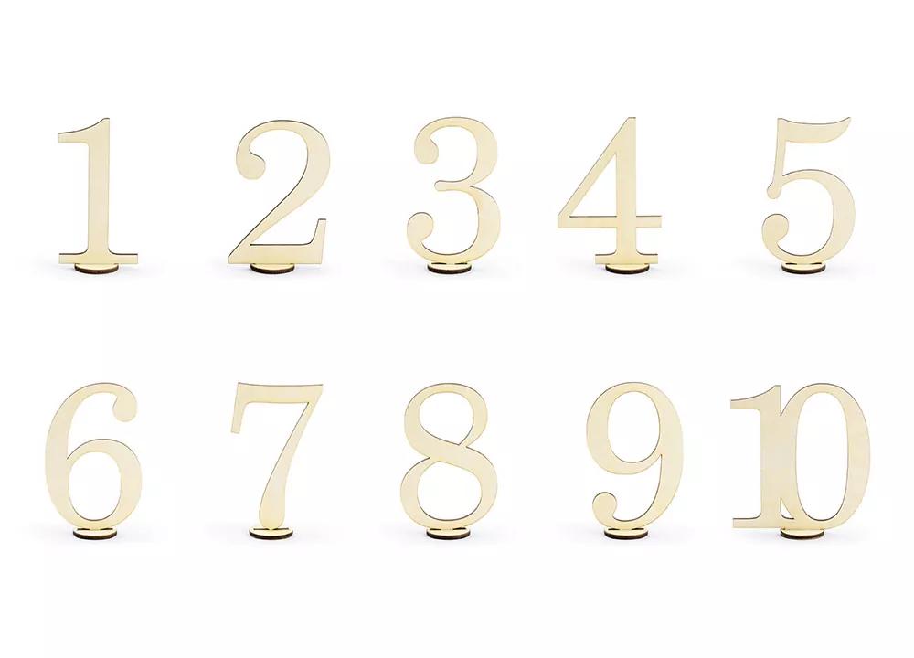 Dřevěné číslování stolů, 10 ks 1/4