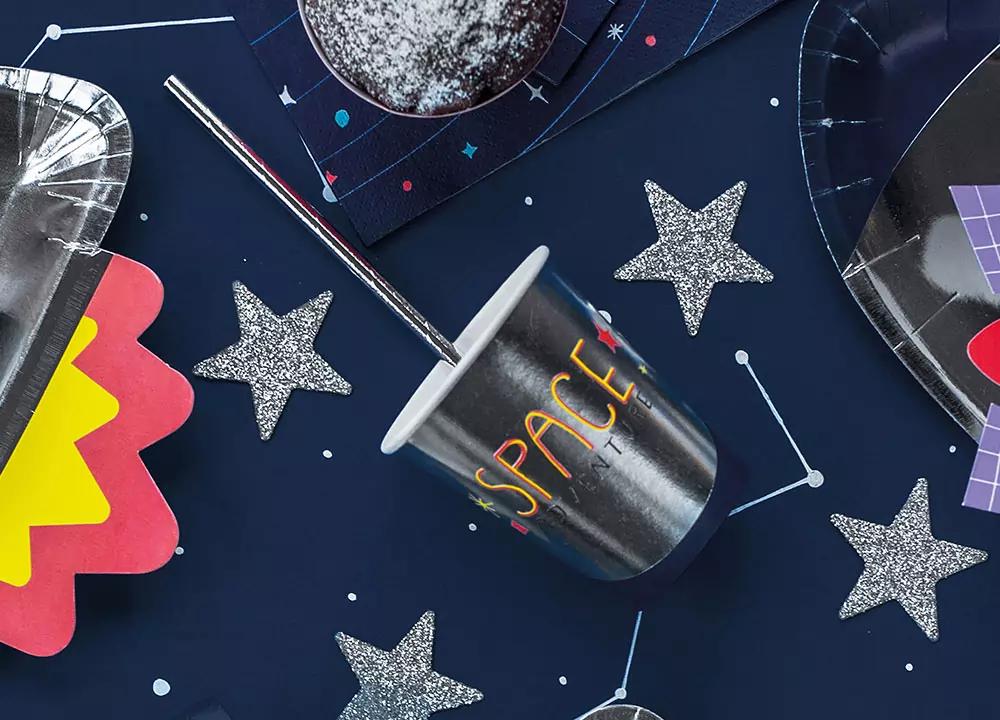 Stříbrné metalické papírové brčka 19,5 cm, 10 ks 1/3