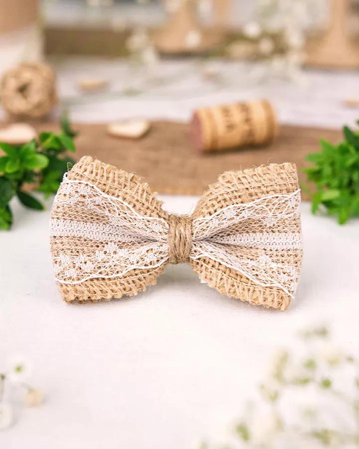 Jutová mašle s krajkou v1 1/4