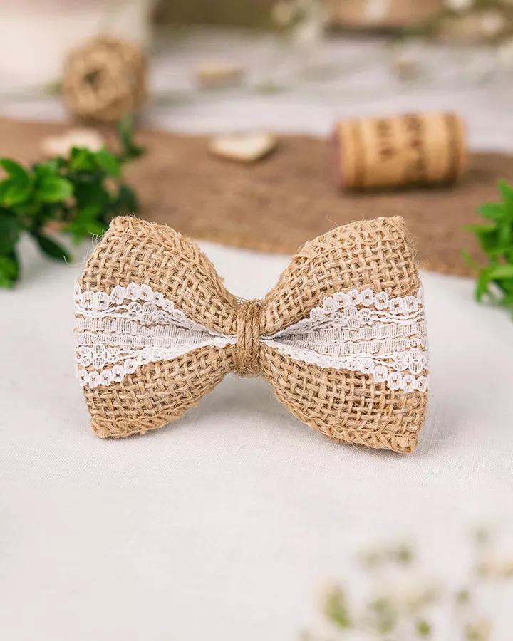 Jutová mašle s krajkou v2 3/4