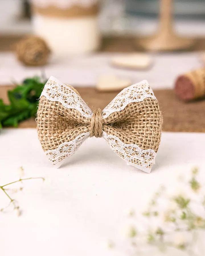 Jutová mašle s krajkou v3 1/3