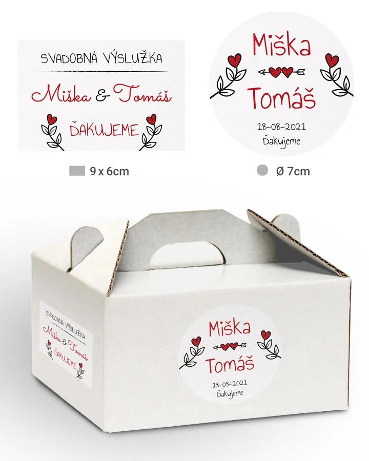 Svatební samolepky na výslužky kraft světlá 1/4