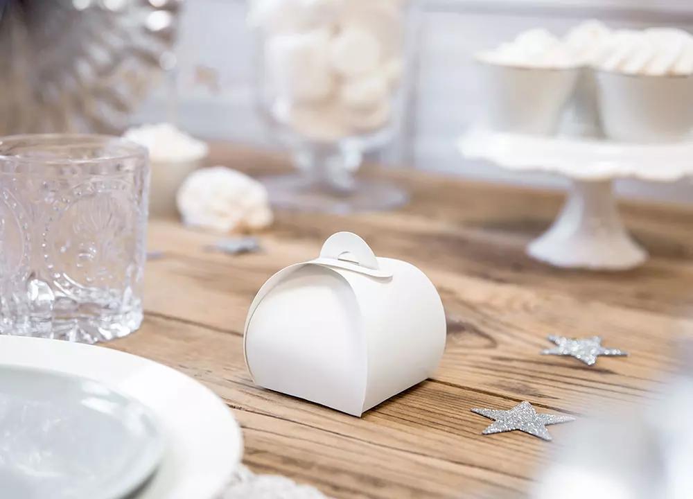 Dárková skládací krabička BÍLÁ 6x6x5,5 cm, 10 ks 2/4