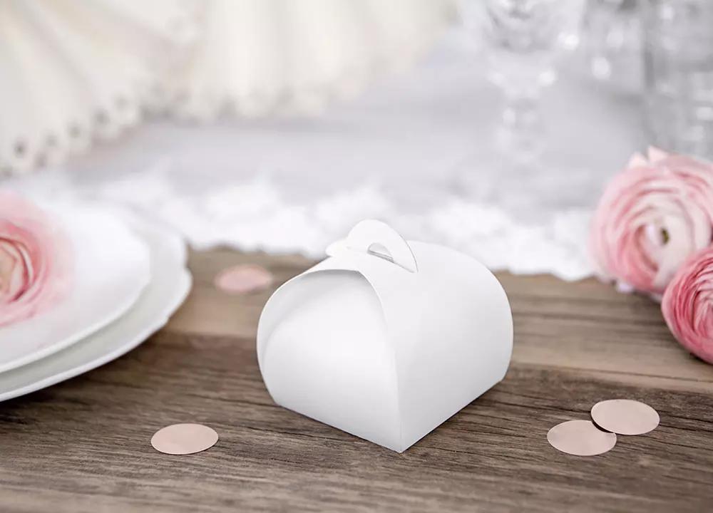 Dárková skládací krabička BÍLÁ 6x6x5,5 cm, 10 ks 1/4