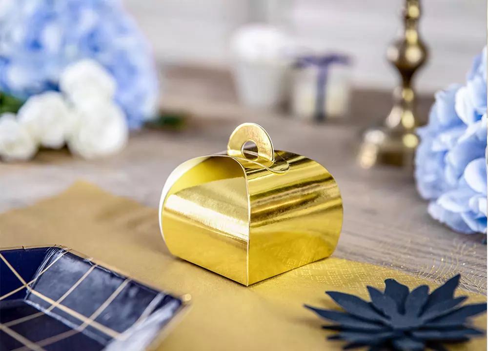 Dárková skládací krabička ZLATÁ 6x6x5,5 cm, 10 ks 4/6