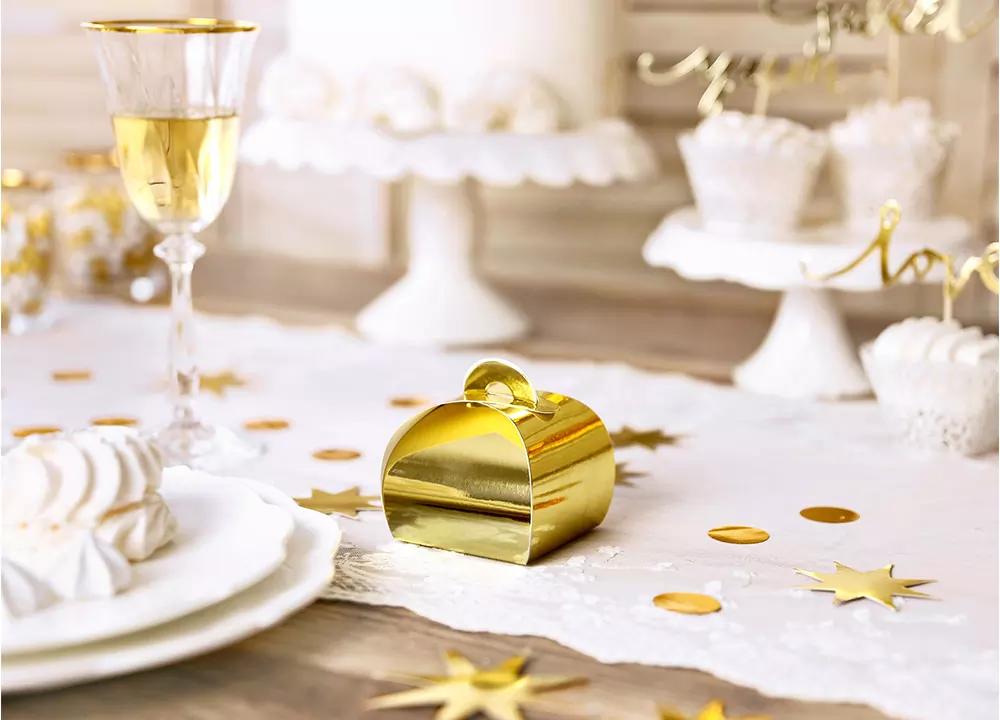 Dárková skládací krabička ZLATÁ 6x6x5,5 cm, 10 ks 3/6