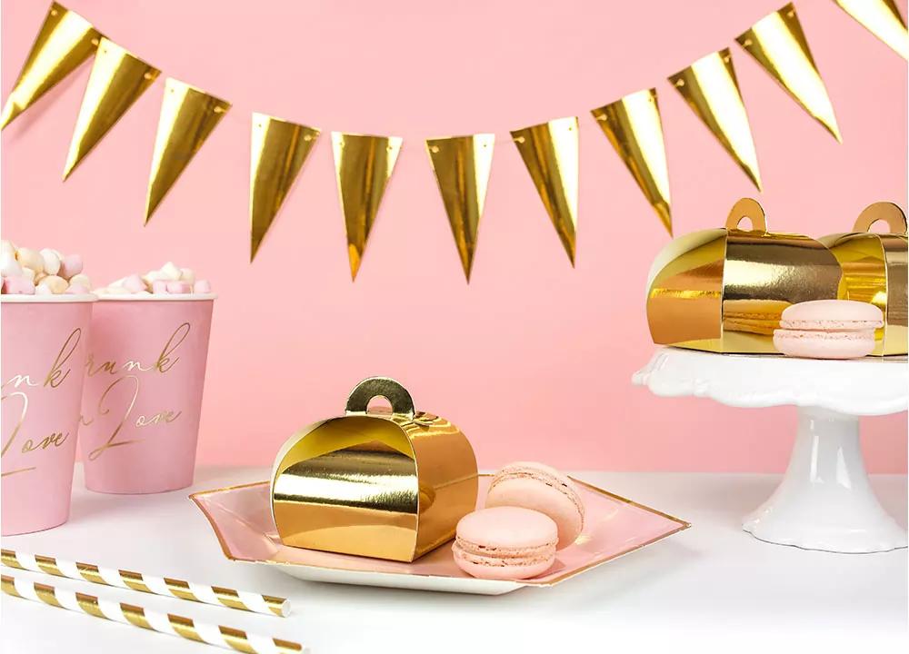 Dárková skládací krabička ZLATÁ 6x6x5,5 cm, 10 ks 1/6