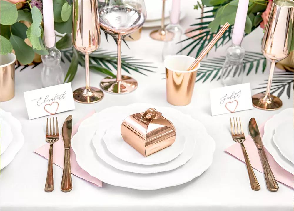 Dárková skládací krabička RŮŽOVĚ ZLATÁ 6x6x5,5 cm, 10 ks 2/6