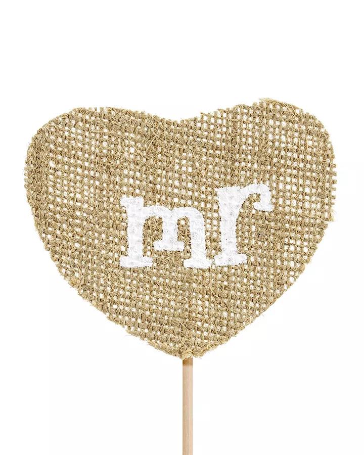 Jutové zápichy Mr & Mrs, sada 2ks 2/3