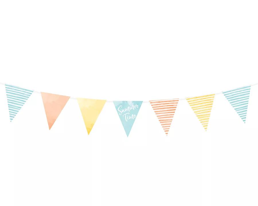 Barevná girlanda s vlajkami, délka 1,3 m, vzor 06 1/4