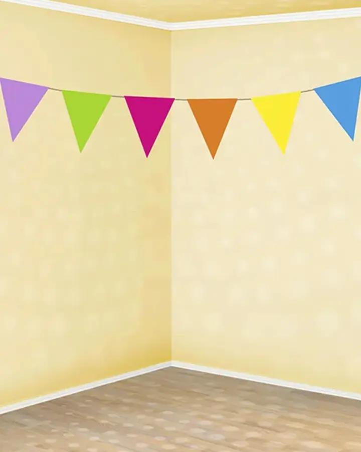 Barevná girlanda s vlajkami, délka 1,3 m, vzor 07 2/3