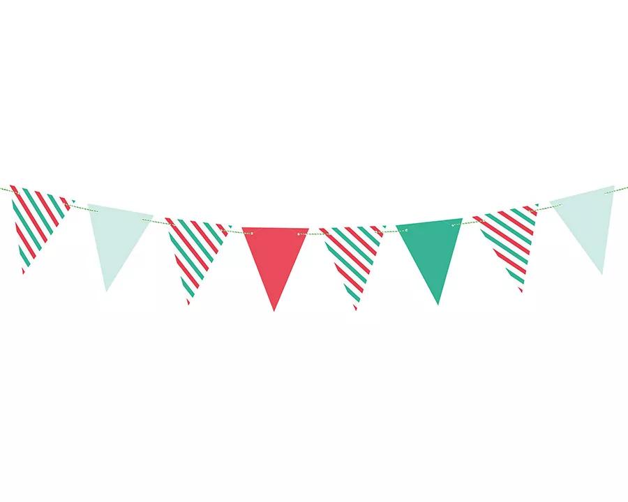 Barevná girlanda s vlajkami, délka 1,3 m, vzor 08 1/4