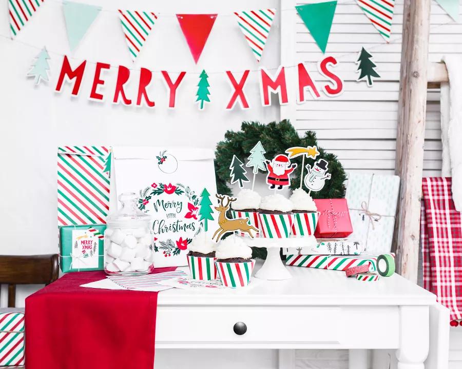 Barevná girlanda s vlajkami, délka 1,3 m, vzor 08 3/4