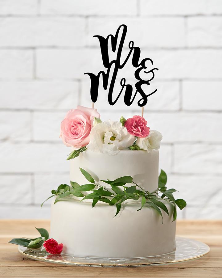 Svatební dekorace zápich Mr & Mrs černý 1/2