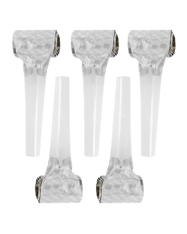 Frkačky, party píšťalky, holografická stříbrná barva, 5 ks