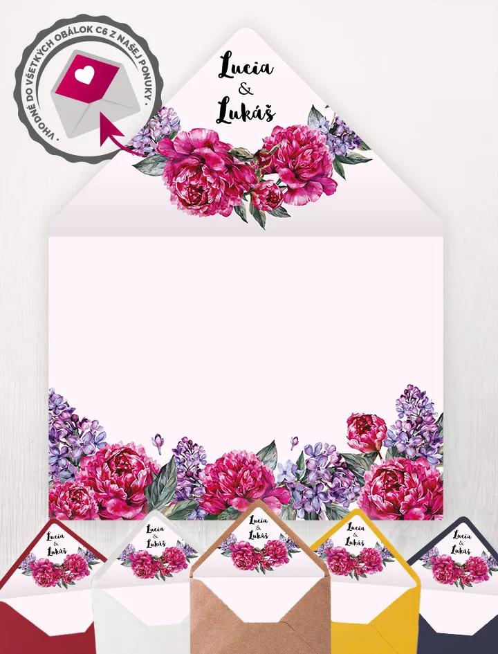 Vložka do obálky se jmény– Pivoňky s šeříkem II.