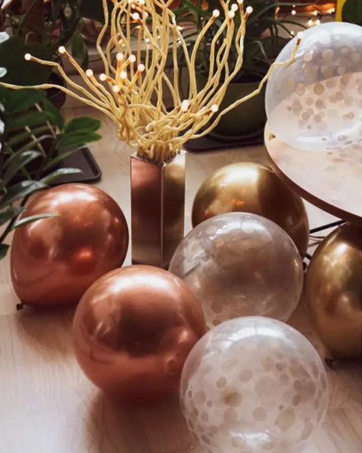 Balóny mix medene, zlaté, biele, sada 7ks, 30cm 1/2