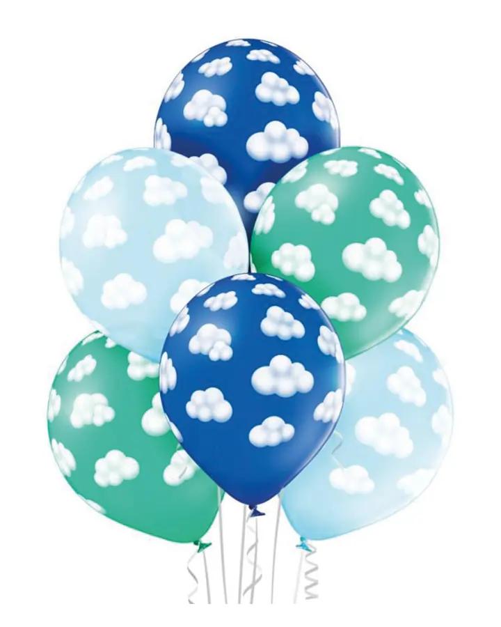 Párty balóny s dětským motivem Obláček, modře zelené, sada 6ks, 30cm