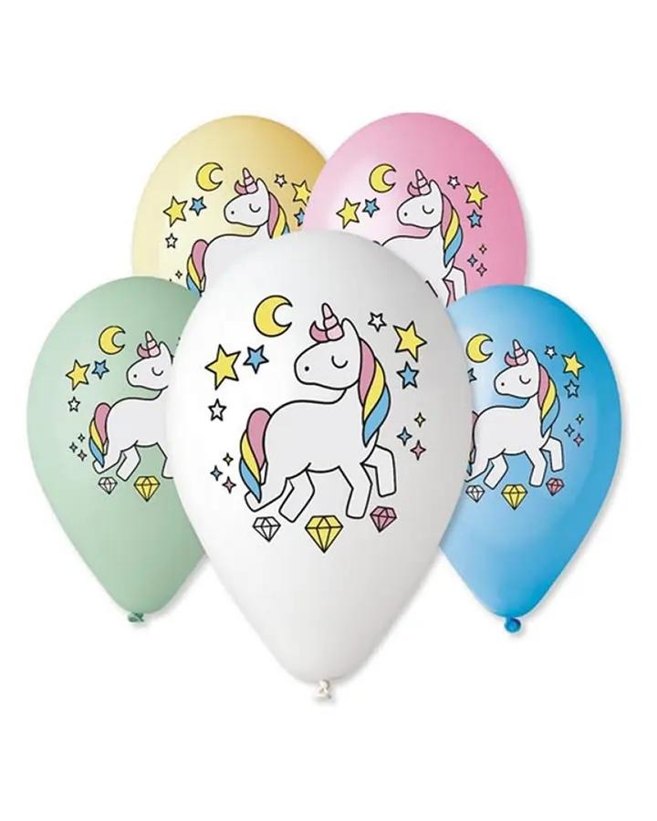 Párty balóny s dětským motivem Jednorožec, mix barev, sada 5ks, 30cm