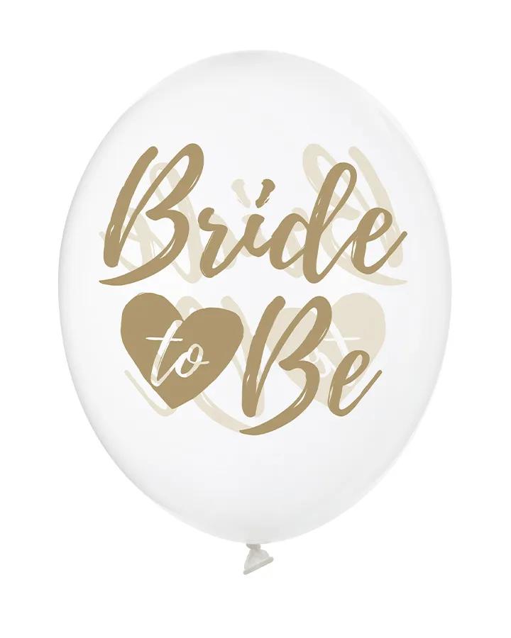 Balóny na rozloučenou se svobodou "Bride to be" zlaté transparentní, 10ks