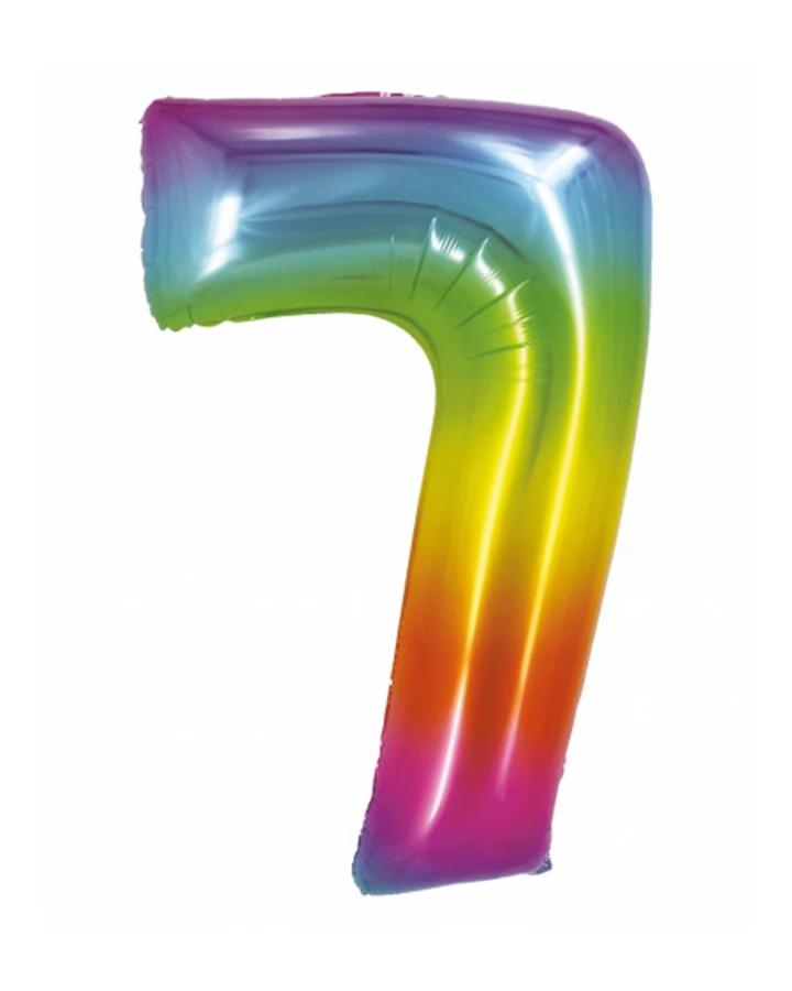 Fóliový balón číslo 7, duhový, 76 cm