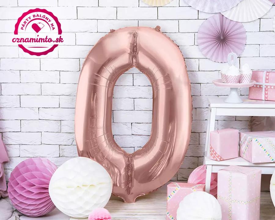 Fóliový balón číslo 0, růžovo-zlatý, 86 cm 1/2