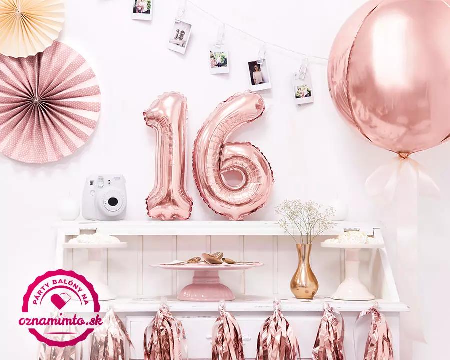 Fóliový balón číslo 1, růžovo-zlatý, 35 cm 3/6