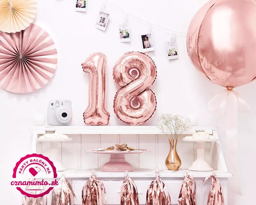 Fóliový balón číslo 1, růžovo-zlatý, 35 cm 4/6