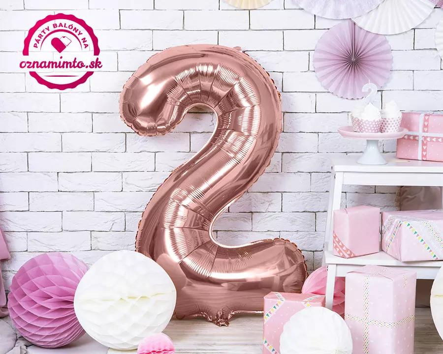 Fóliový balón číslo 2, růžovo-zlatý, 86 cm 1/3