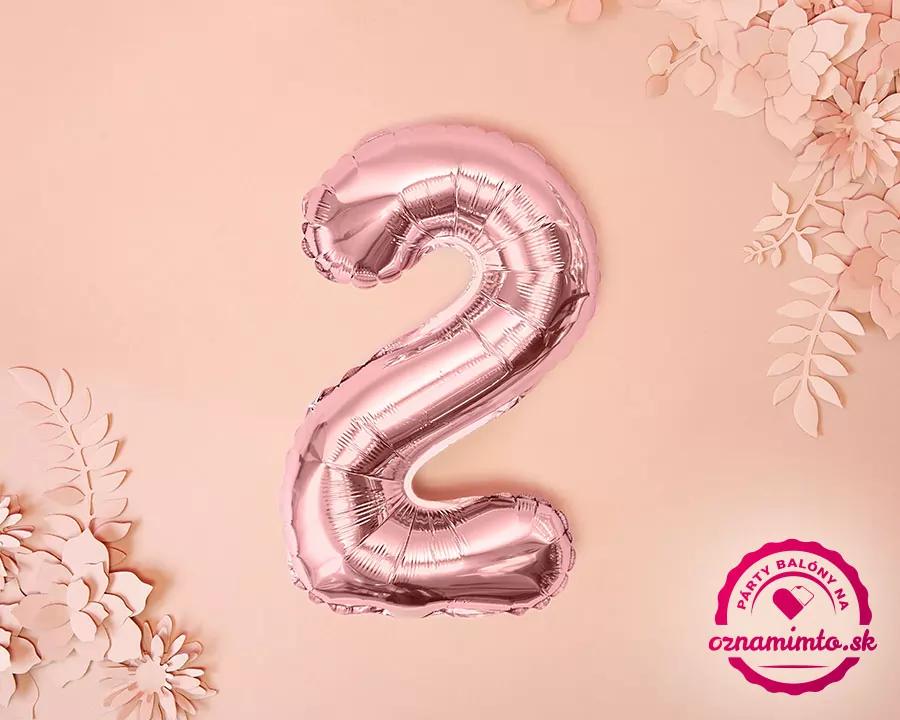 Fóliový balón číslo 2, růžovo-zlatý, 86 cm 2/3