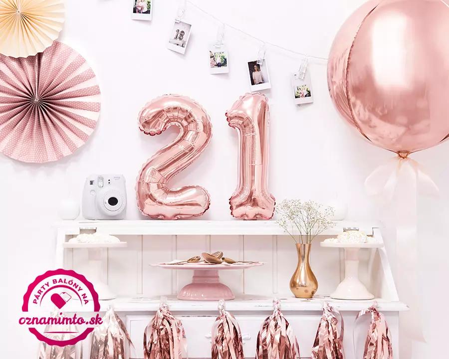 Fóliový balón číslo 1, růžovo-zlatý, 35 cm 5/6