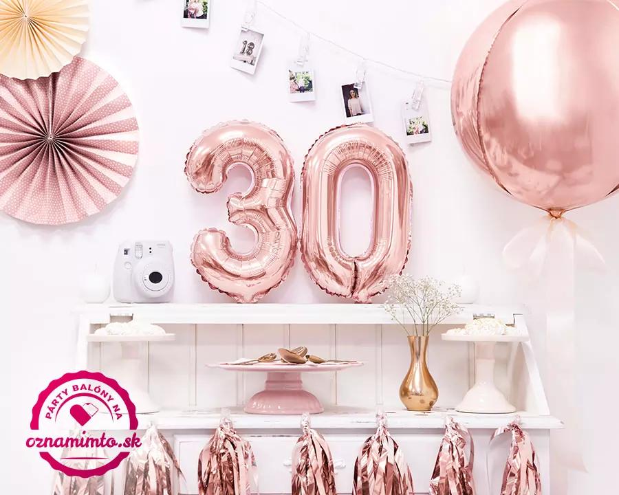 Fóliový balón číslo 3, růžovo-zlatý, 35 cm 3/4