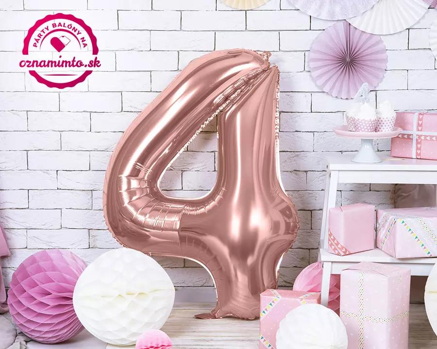 Fóliový balón číslo 4, růžovo-zlatý, 86 cm 1/2