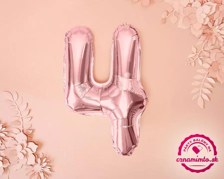 Fóliový balón číslo 4, růžovo-zlatý, 35 cm 2/4