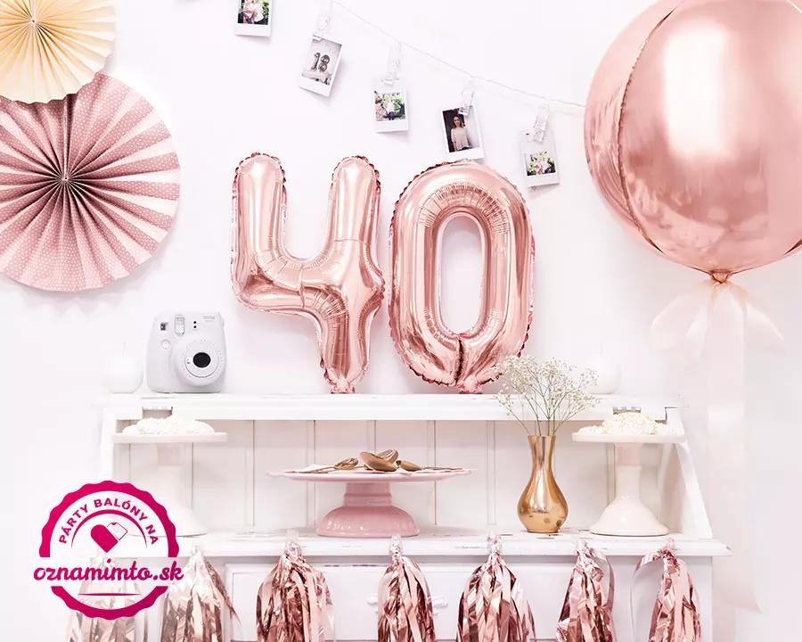 Fóliový balón číslo 4, růžovo-zlatý, 35 cm 3/4