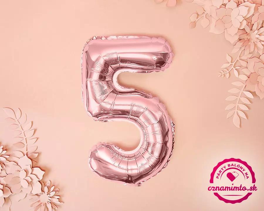 Fóliový balón číslo 5, růžovo-zlatý, 86 cm 2/3