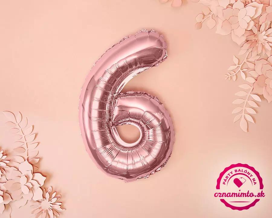 Fóliový balón číslo 6, růžovo-zlatý, 86 cm 2/3