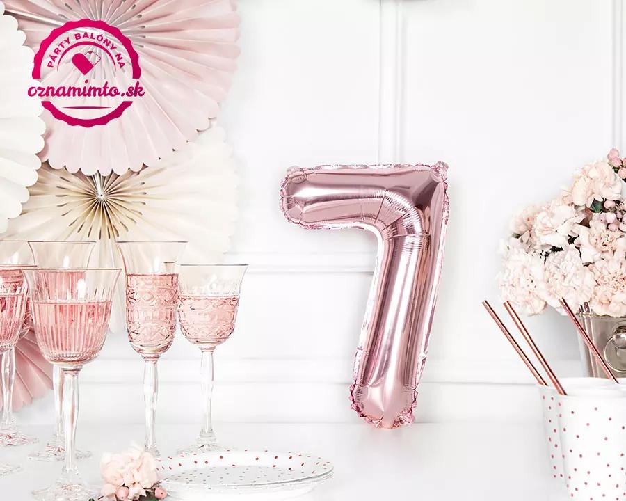 Fóliový balón číslo 7, růžovo-zlatý, 35 cm 1/4