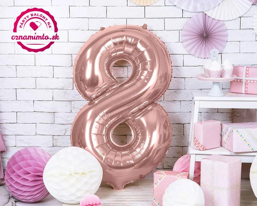 Fóliový balón číslo 8, růžovo-zlatý, 86 cm 1/3