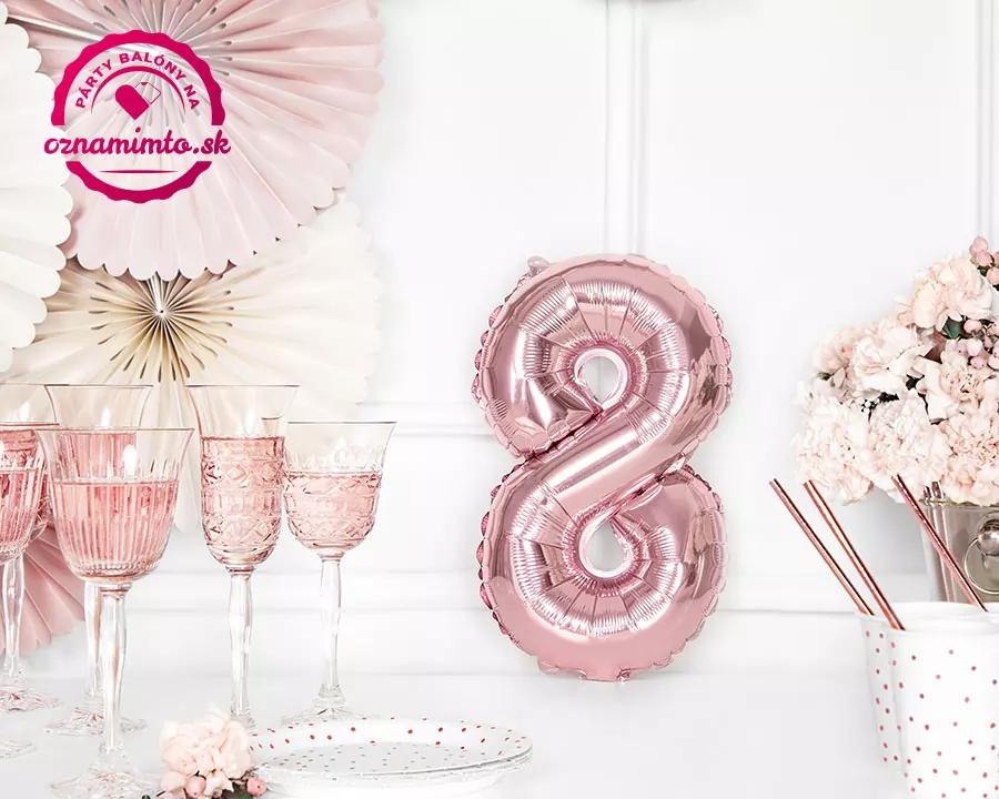 Fóliový balón číslo 8, růžovo-zlatý, 35 cm 1/5