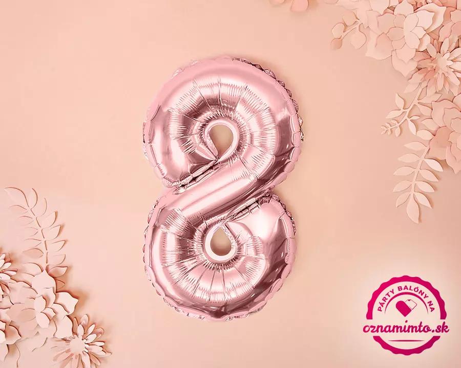 Fóliový balón číslo 8, růžovo-zlatý, 86 cm 2/3