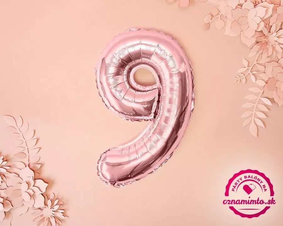 Fóliový balón číslo 9, růžovo-zlatý, 86 cm 2/3