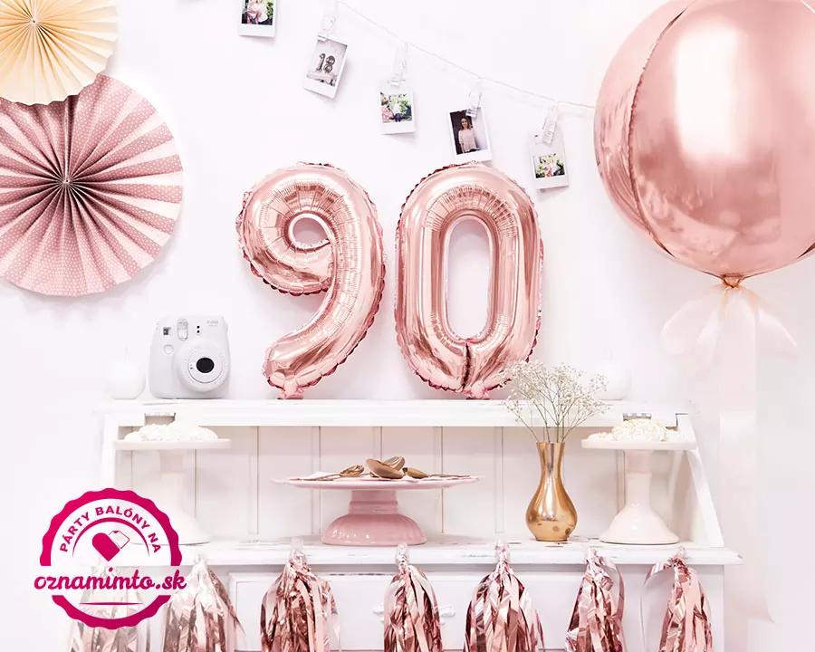 Fóliový balón číslo 9, růžovo-zlatý, 35 cm 3/4