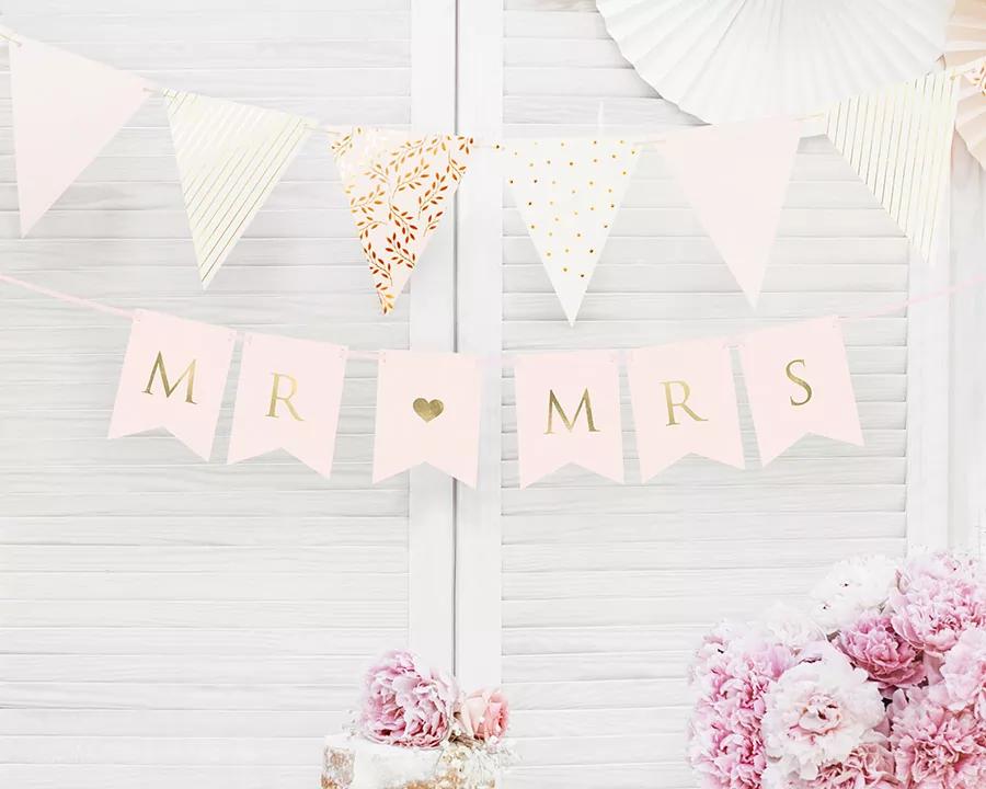 Ribbon MR & MRS růžovo-zlatá, 15 × 85 cm 1/2