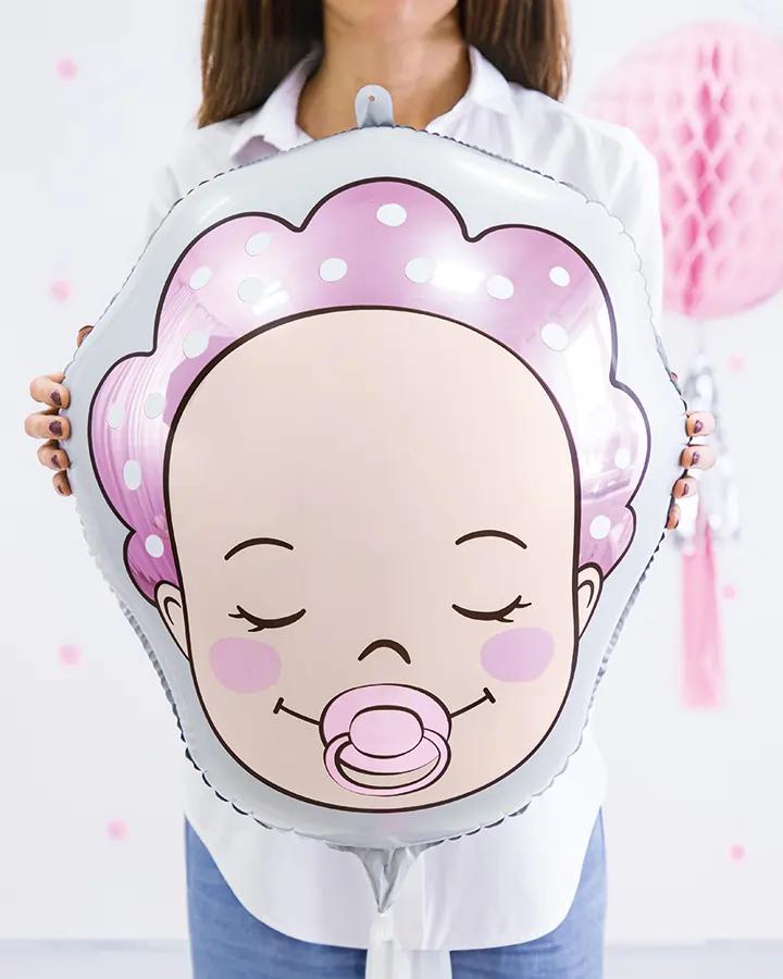 Fóliový balón hlava miminka, holčička, rozměr 40x45cm 2/3