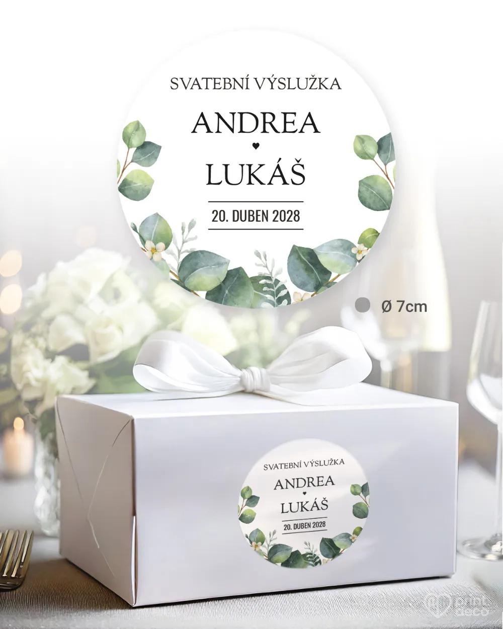 Svatební samolepky na výslužky Greenery IV. 1/3