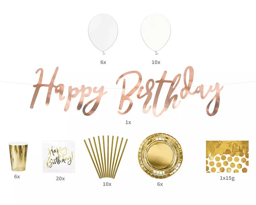 Sada party dekorací na oslavu ve zlatém motivu (60 ks) 1/5