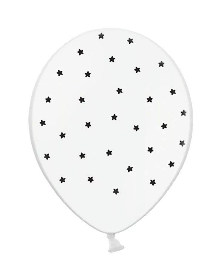 Latexové balony bílé s hvězdami 30cm 10ks