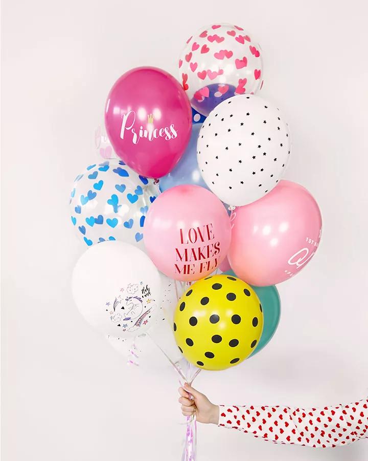 Latexové balony černé s hvězdami 30cm 10ks 1/2