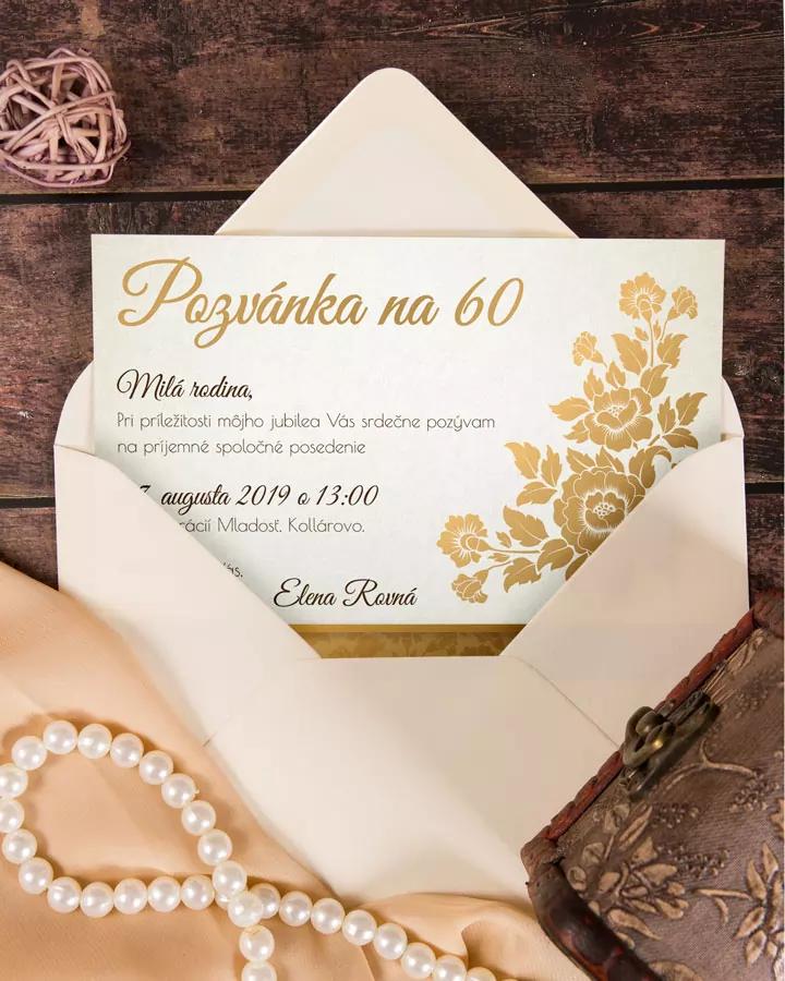 Pozvánka na narozeniny - Zlatá růže 1/2